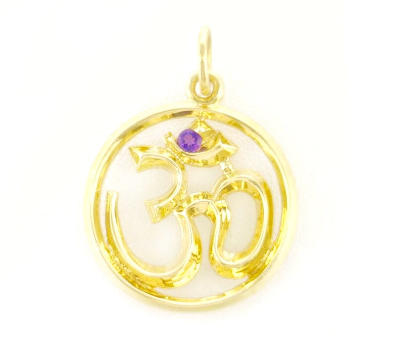 14kt Gold Om with Amethyst Stone