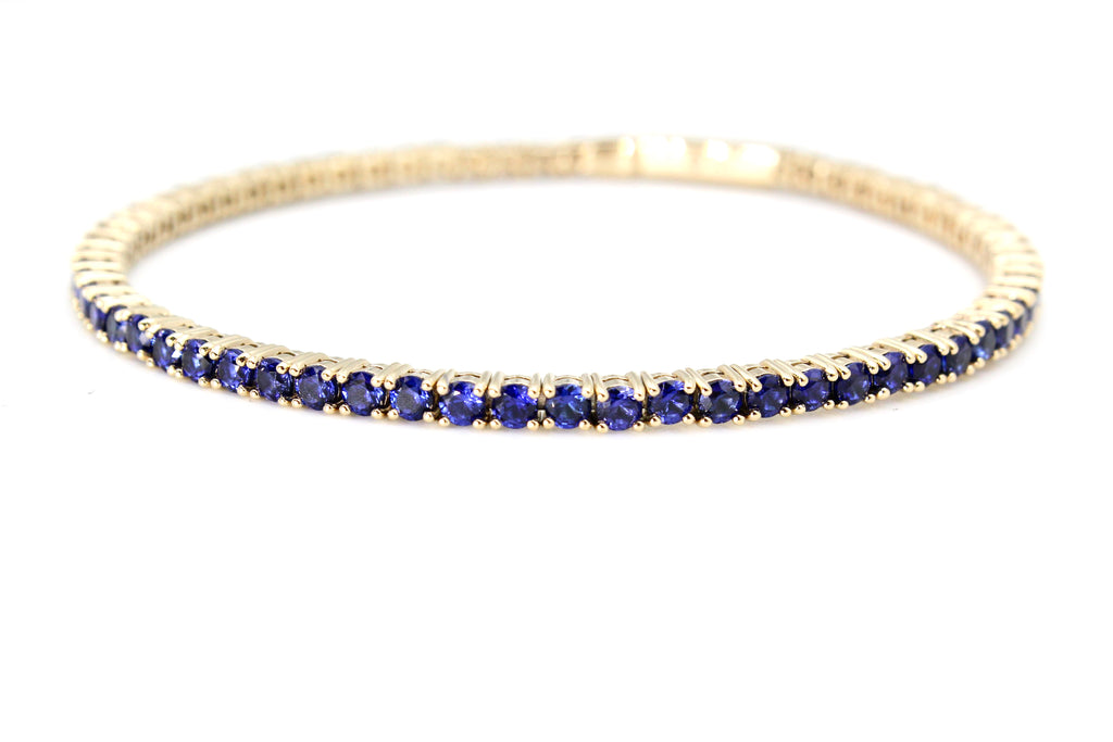 Flexible Bracelet with Lab Created Blue Sapphires