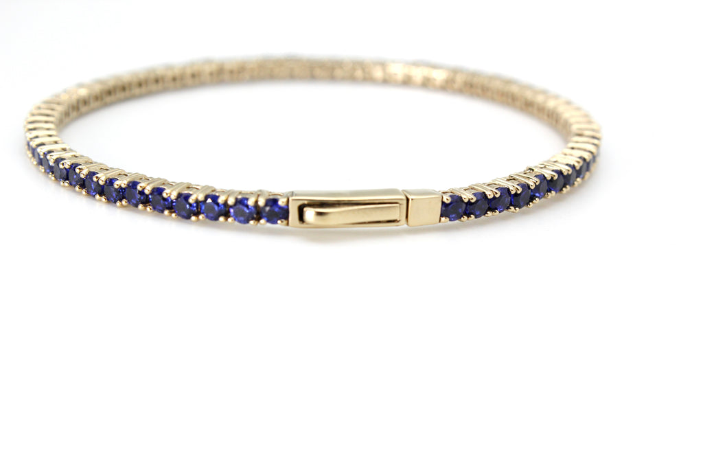 Flexible Bracelet with Lab Created Blue Sapphires