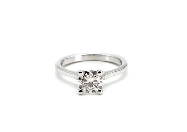 Silver Solitaire Ring with DiamonEL Moissanite 6.5 mm