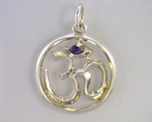 SILVER OM WITH AMETHYST STONE