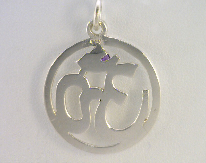 SILVER OM WITH AMETHYST STONE