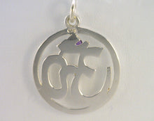 SILVER OM WITH AMETHYST STONE