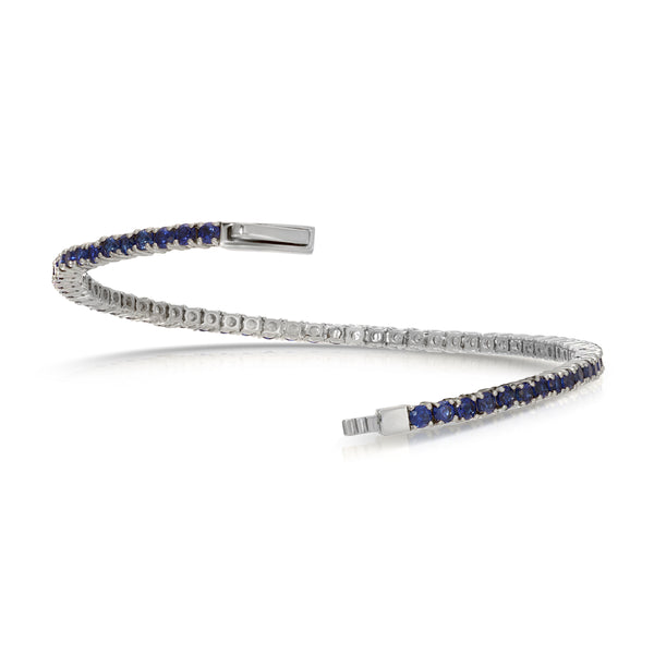 Flexible Bracelet with Lab Created Blue Sapphires