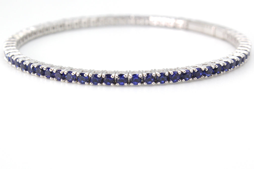 Flexible Bracelet with Lab Created Blue Sapphires