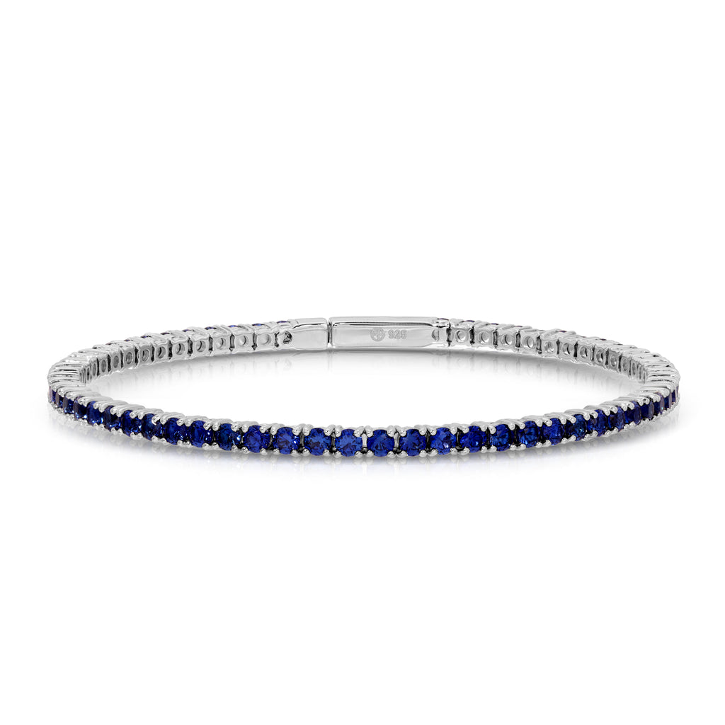 Flexible Bracelet with Lab Created Blue Sapphires