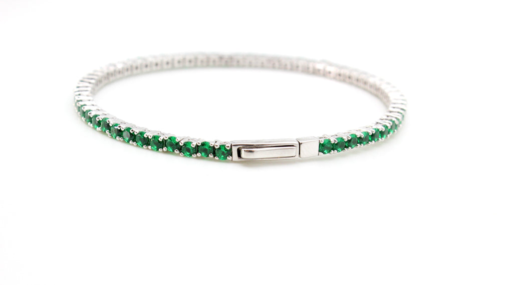 Flexible Bracelet with Lab Created Emeralds