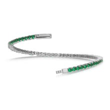 Flexible Bracelet with Lab Created Emeralds