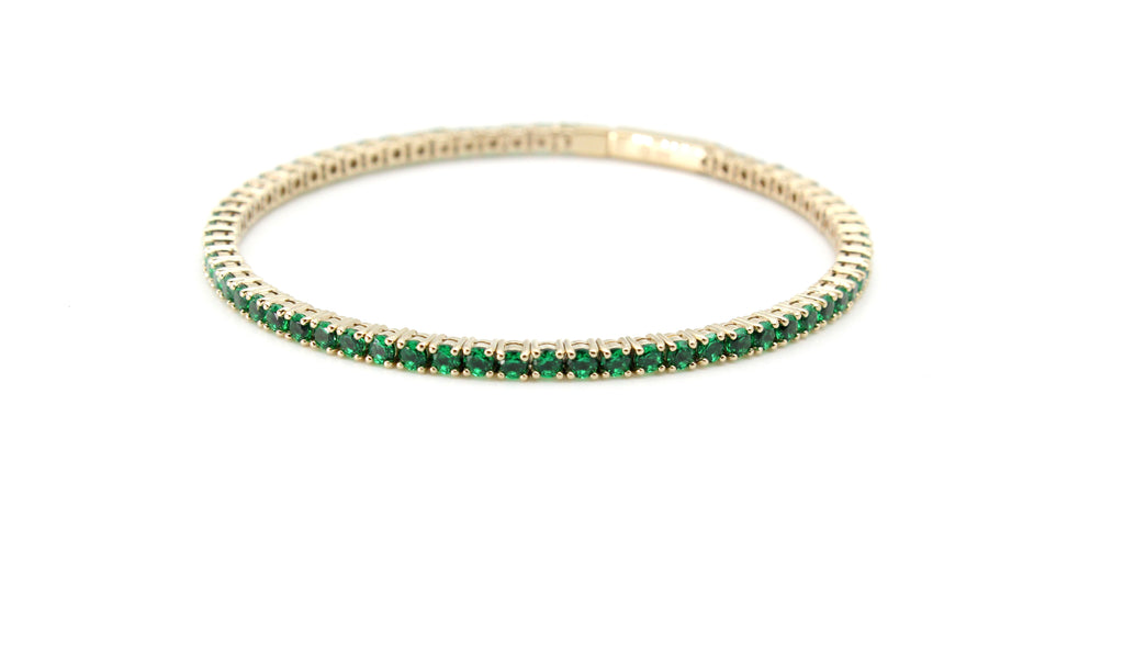 Flexible Bracelet with Lab Created Emeralds