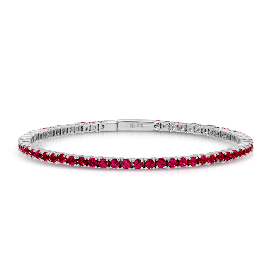 Flexible Bracelet with Lab Created Rubies