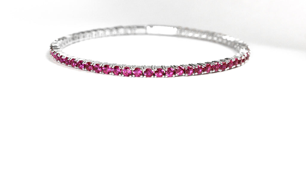 Flexible Bracelet with Lab Created Rubies