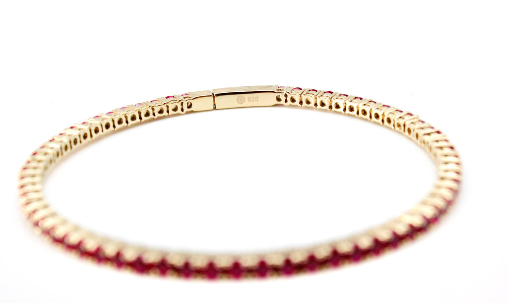 Flexible Bracelet with Lab Created Rubies