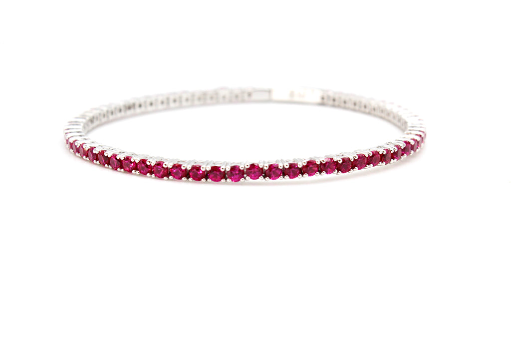 Flexible Bracelet with Lab Created Rubies