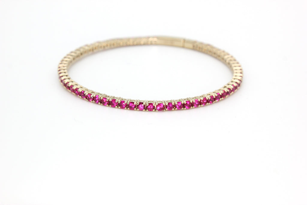 Flexible Bracelet with Lab Created Rubies